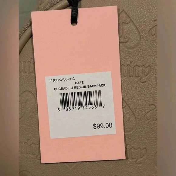 JUICY COUTURE Upgrade U Logo Tan BackPack With Bag Charm. - Picture 8 of 8